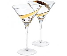 Set 2 bicchieri per cocktail, coppette cocktail, bicchieri Martini, bicchieri Margarita "MALIKA" oro, dipinto a mano, stile moderno (GERMAN CRYSTAL powered by CRISTALICA)
