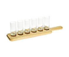 Set 6 bicchieri da liquore, grappa "PADDLE" 60ml, opaco, vetro di alta qualità, set con vassoio in legno (GERMAN CRYSTAL powered by CRISTALICA)