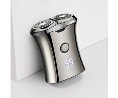 Mini Rasoio Elettrico Shaver Barba: - Rasoio Elettrico Barba Professionale Shaver Capelli Wet & Dry Mobile Shaver con 2 Testine Rotanti Rasoio da Viaggio Uomo (Argento Mini Rasoio)