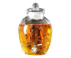 Dispenser per bevande in vetro barattolo con rubinetto in metallo, coperchio in vetro, bicchieri per acqua, succo, birra, vino, liquore, Kombucha Iced Punch: le migliori bevande fredde, 6L/8L/10L/15L