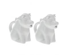 YARNOW 2 Pezzi di Mucca Fatta Servire Scrematrice Mini Porcellana Acqua Insalata tè Sciroppo E Salsa caffè Ciotola Brocca Brocche Barca Pepe per Immersione Nera Server