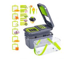 Irishom 22 in 1 Tagliaverdure multiuso, Mandolina per verdure multifunzione con 13 lame regolabili, affettatrice per verdure, tritatutto grattugia da cucina