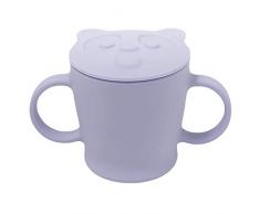 TOYANDONA 1Pc Del Silicone Tazza Formazione Del Bambino Tazza di Apprendimento con Due Maniglie Del Bambino Open Cup con Coperchio Del Bambino Bere Tazza Formazione ( Viola )