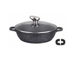 Pradel Excellence 52404M Casseruola Tipo Pietra con Coperchio in ghisa Alluminio Nero 28 x 16 cm