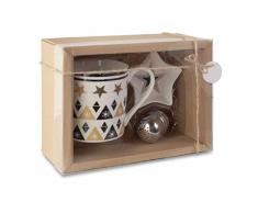 noTrash2003 - Tazza da tè con decorazione natalizia in ceramica con uovo e sottobicchiere in confezione regalo