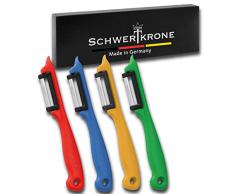 SCHWERTKRONE - Pelapatate professionale Solingen | sbuccia patate | pela verdure | per destrimani e mancini | Set di 4 pezzi