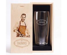 Amikado - Bicchiere da Birra con Cofanetto Personalizzato - Nome e Foto - capacità: 65 cl - Idea Regalo per la Festa del papà