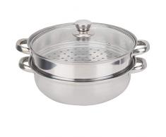 Pentola a vapore in acciaio inox, 27 cm, 2 strati, pentola a vapore a doppia caldaia