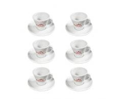 Morola Set Tazzine da Caffè Espresso in Ceramica con Piattino Sottotazza - 6 Tazzine 80ml bianche - Tazza Espresso