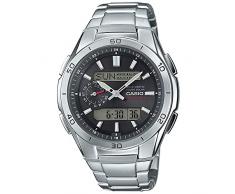 Casio WAVE CEPTOR Orologio con Ricezione Segnale Radio e Funzione Solare, Cassa in Acciaio e Resina, Nero, Digitale, Uomo con Cinturino in Acciaio Inox, WVA-M650D-1AER