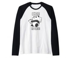 Divertente Esercizio Extra Il Riso è Vita Cuociriso Panda Maglia con Maniche Raglan