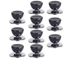 GOODGDN 10 Pezzi Manopola di Ricambio per del Coperchio Pomello di Ricambio Pentola Coperchio Pentole Universale in Diametro 5 cm/1,9 Pollici, Metallo + Plastica - Nero