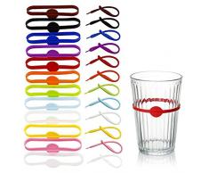 Mecmbj 24 Pezzi Segnabicchieri Silicone, Marcatori Bicchieri Vino Colorato Calice Marcatori di Bevande Tag Riutilizzabile Bevande Marcatori Charms per Cocktail Champagne Festa Di Degustazione Favori