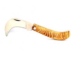 Armeriaonline Roncola da innesto Coltello a roncola a Gancio Mezzaluna coltelli per innesti Manico in Legno Falcetto Pieghevole per rovi Rami