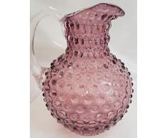 Brocca in vetro di cristallo colorato vaso soffiato a bocca con brufoli e manico decorativo nel colore viola stile antico altezza ca. 21 cm Ø 17 cm contenuto 2 litri Oberstdorfer Glashütte