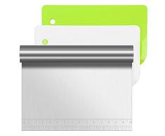 Vicloon 3Pcs Tagliapasta Multiuso, Tagliapasta Spatola in Acciaio Inossidabile e Raschietto in Plastica, Utensile da Cucina Rotelle Tagliapizza per Impasti Pasta Pane Pizza Dolci Lavori Pasticeria