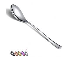 HOMQUEN Cucchiai Per la Cena 6 Pezzi da 8,1 Pollici in Acciaio Inossidabile Cucchiaio da Minestra Cucchiaio da Dessert Cucchiaio Posate Per Cucina di Casa o Ristorante (Argento)