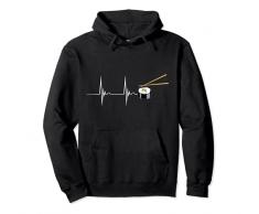 Sushi Heartbeat Giapponese Asiatico Cibo EKG Pulseline Bacchette Felpa con Cappuccio