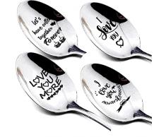 WAITLOVER Cucchiaio da tè da dessert in acciaio per gelato I You Series Cucchiaio da bere da sposa Piccolo partito Caffè Posate Miele L7V1 regalo