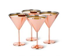 Oak & Steel - 4 Bicchieri da Cocktail Martini Oro Rosa, Calice Infrangibile in Acciaio Inossidabile Mantiene Bevanda Perfettamente Fresca per Un Lungo Periodo di Tempo, Senza Bisogno di Ghiaccio