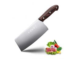 SHI BA ZI ZUO Coltello da chef cinese Coltello per verdure da 6,7 pollici Kinfe per affettatrice in acciaio inossidabile con manico ergonomico in legno di Pakka (Argento,28 * 7,6 cm)