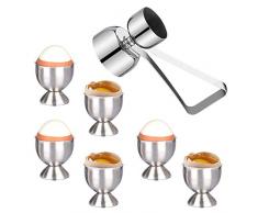 EQLEF Portauovo, portauovo in Acciaio Inossidabile e Cracker apribottiglie per Uova su Due Lati Portauovo di Pasqua di Grandi Dimensioni per Uova sode