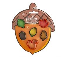 Decora 0255213 SET 6 TAGLIAPASTA MINI FOGLIE AUTUNNALI IN PLASTICA