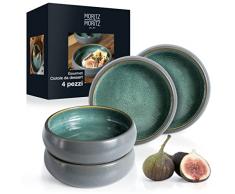 Moritz & Moritz SOLID - Set di ciotole piccole 4 pezzi, verde reattivo 4x ciotoline - 300 ml - Ciotole in ceramica per salse, dessert, snack, minestre, gelato, tapas e antipasti
