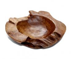 Brillibrum Ciotola in teak di design naturale, in legno di teak massiccio, rotonda, diametro 25 cm