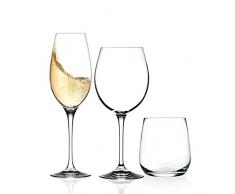 Rcr Invino servizio bicchieri 12 pezzi per 4 persone composto da 4 bicchieri acqua, 4 calice vino, 4 calice spumante