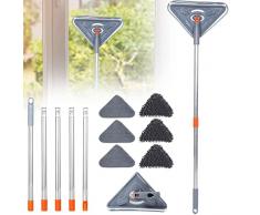 Mocio Pulizia,Mocio Triangolare per Pulizia Girevole a 360°,Mocio di Pulizia con Manico Lungo per Pavimento/Parete/Finestra