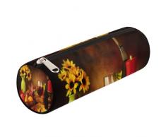 Bicchieri da vino rosso girasole uva astuccio portapenne per adulti studenti, astuccio portapenne con cerniera per scuola, ufficio, multicolore, One Size, Arte