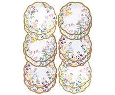 Talking Tables TSFAIRY-PLATE Piatti di Carta Fata-Confezione da 12 | Fiori e Farfalle Design | per Forniture per Feste di Compleanno per Ragazze, Carino, Microfibra, Multi-Colour