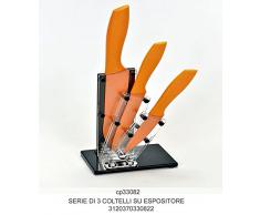 Idea regalo casa e cucina: Ceppo da cucina in plexiglass con 3 coltelli arancio
