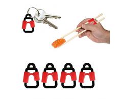 Smart Sushi® 4PZ + PORTACHIAVI aiuto per bacchette cinesi, bacchette sushi per principianti, bacchette giapponesi principianti, chopsticks giapponesi, chopsticks cinesi, sushi bacchette usa e getta