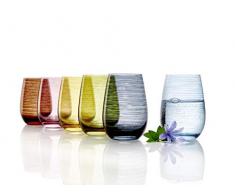 Stölzle Lausitz - Mix mediterraneo di bicchieri moderni di alta qualità della serie Twister, bicchieri da 465 ml, set da 6 pezzi, colorati e lavabili in lavastoviglie