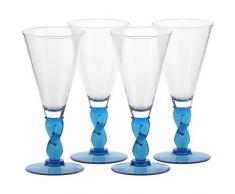 Set 4 coppe per gelato, coppe in vetro~FLORENZ~ Blu marino, 20,5 cm, Vetro trasparente(GELATO VERO powered by CRISTALICA)