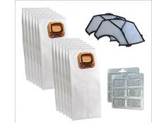 KIT 12 Sacchi / Sacchetti (Microfibra) + 12 Profumini + 2 Filtri MOTORE per aspirapolvere Vorwerk Folletto Kobold VK 140, 150, VK140, VK150