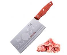 TJ POP Mannaia Coltello da Chef Cinese, Coltello da Cucina Professionale 18cm, Coltello per Carne Affilato con Design Full Tang, 2 in 1, Lama in Acciaio 30Cr13 Spessore 2,5mm, TJ SEGA Serie TC1707