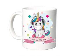 Mr. Gadgets Tazza in Ceramica Unicorno Personalizzabile con nome (Unicorno Pois)