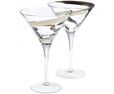Set 2 bicchieri per cocktail, coppette cocktail, bicchieri Martini, bicchieri Margarita "MALIKA" platino, dipinto a mano, stile moderno (GERMAN CRYSTAL powered by CRISTALICA)