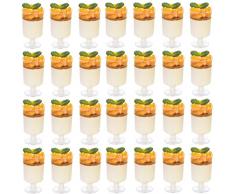KAHEIGN 60Pz Mini Tazze da Dessert, 100ml Tazze da Dessert Rotonde in Plastica Coppa di Antipasto Semifreddo Trasparente Ciotola da Portata Riutilizzabile per Festa della Mousse Budino (8,5 x 5cm)