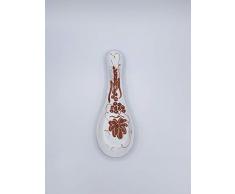 Poggiamestolo Appoggia Cucchiaio in Ceramica Dipinto a Mano con Disegni Romagnoli ruggine