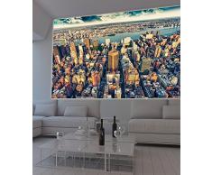 New York Skyline FOTOMURALE -Sunset over Manhattan tramonto su Manhattan quadro -XXL New York decorazione da parete/tappezzeria da parete 140 cm x 100 cm