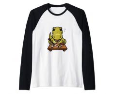 Carino Kawaii T-Rex Dino ama mangiare sushi con le bacchette Maglia con Maniche Raglan