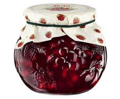 MARMELLATA AI MIRTILLI ROSSI DAL TIROLO 600 gr IN VASETTO DI VETRO DECORATO