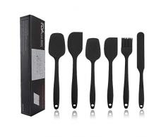 TOPSEAS Spatole in Silicone, Set 6 PCS Spatola da Cucina Utensili,Resistente al Calore Antiaderenti Utensili da Cucina in Silicone,Set Spatola in Silicone per Cucina Pancake Pasticceria & Flessibile