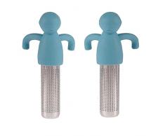 Filtro da tè per tè, filtro per tè sfuso, manico adatto per la maggior parte delle tazze da tè in acciaio inox 304 con manico per tè sciolto e spezie da brulè, 2 pezzi (blu)