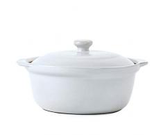 MHTCJ Confezione Regalo Resistente al Calore in Ceramica con Piatto Tondo in Ceramica Casseruola/Vaso di Terracotta/Vaso di Terracotta/pentole in Ceramica (Color : White, Size : 2400ML)