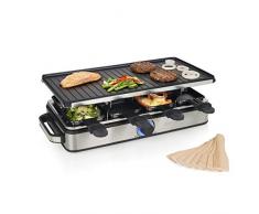 Princess 8 Grill Deluxe Raclette, 1400 W, Inossidabile, Acciaio Inox Spazzolato